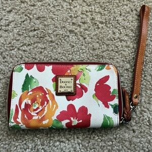 Dooney & Bourke Floral Zip-Around leather Wristlet Wallet - White/Multicolor
